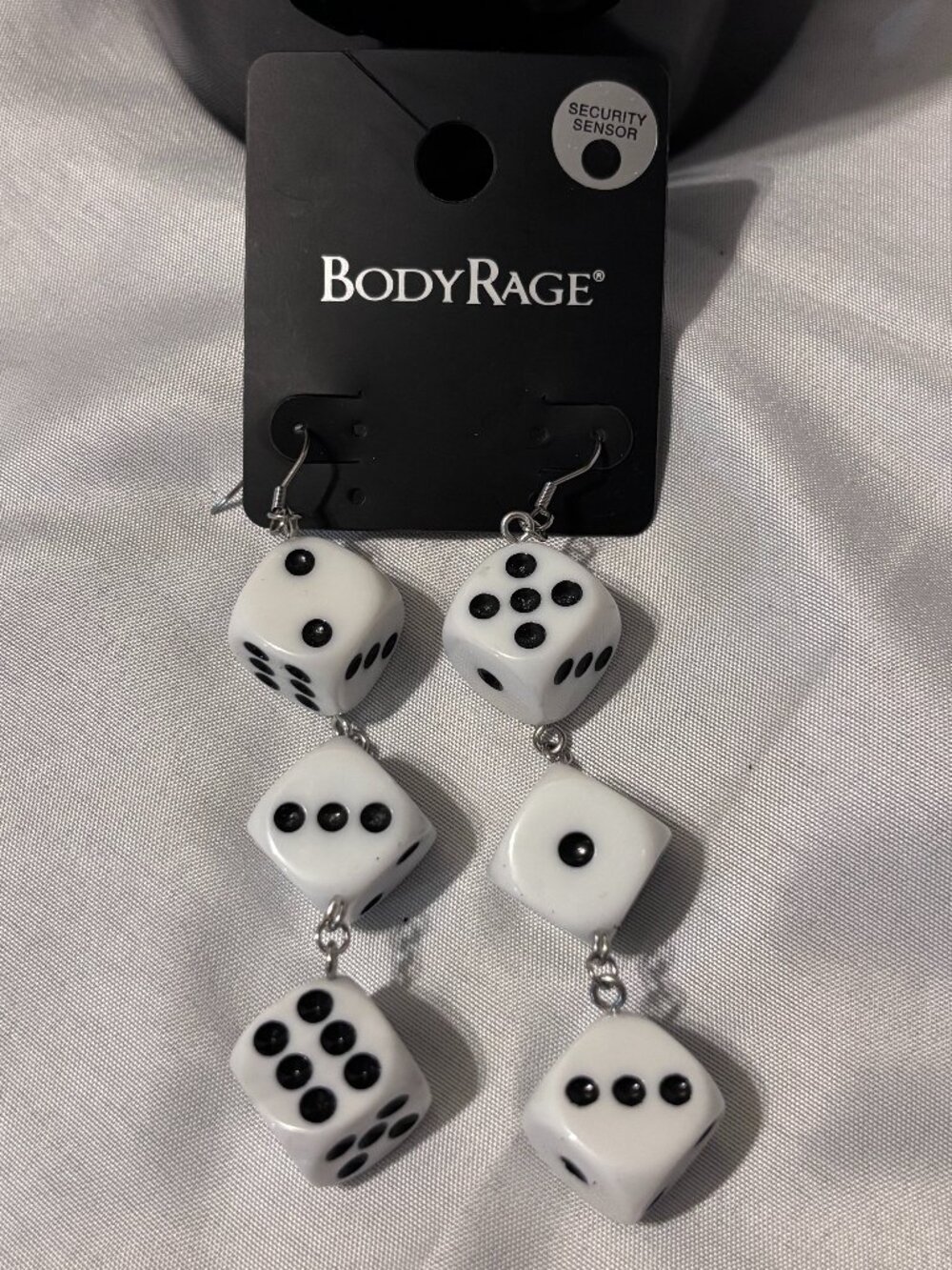 Body Rage White Dice Triple Drop Dangle Earrings – NWT